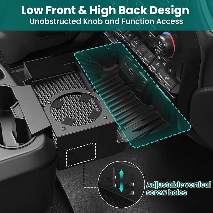 Metal Jump Seat Front Hanging Organizer Box with Cup Holder Compatible with 2019-2026 Chevy Silverado/GMC Sierra 1500 and 2020-2026 Chevrolet Silverado/Sierra 2500HD 3500HD Center Console
