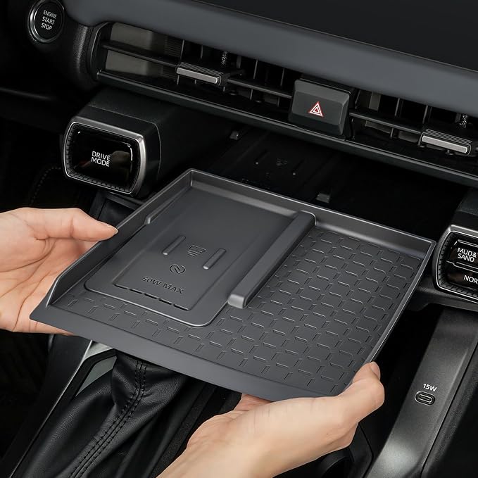 2026 RAV 4 Center Console Wireless Charging Mat Organizers Compatible with Toyota 2026 RAV 4 XSE GR Sport Hybrid Limited XLE Woodland 2026 RAV 4 Interior Accessories,Center Upper Level Trays