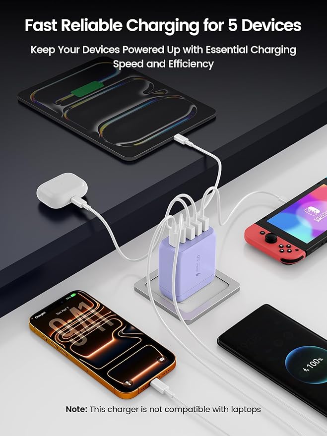 60W USB C Charger Block for iPhone 17 16 15,EIZLXQ 2-Pack USB C Wall Charger with Total 60W Max Output,10FT USB C Cable,Fast Charging Blocks for iPhone 17/16/15 Series,Galaxy,Pixel,iPad-Lavender