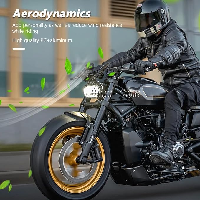 New Motorcycle Windshield Fits for Sportster S / Sportster S RH1250S 2021 2022 2023 Motorcycle Sports Oriented Black PC Windscreen Fairing Wind Deflector Wind Screen