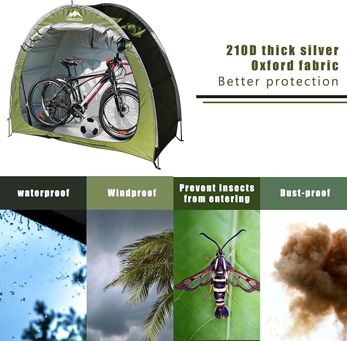 78.8 x 31.5 x 65 in Foldable Bicycle Tent, Outdoor Aluminum Alloy Bracket Bicycle Storage shed, Portable Thick Waterproof Fabric, Neat Tent Bicycle Cover, Storage of 2 Bicycles or tricycles