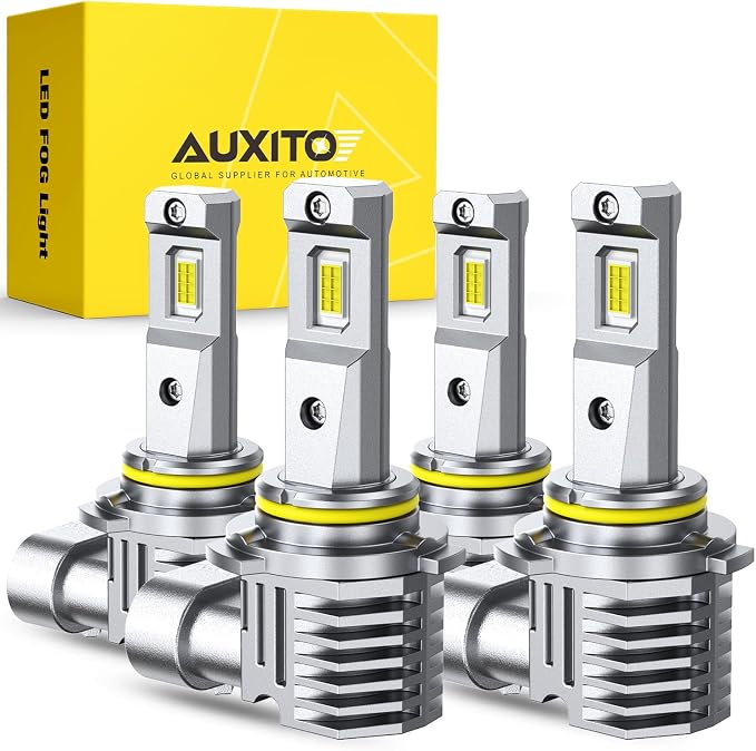 AUXITO 9005 9006 Bulbs, 80,000LM 15X Super Output, 6500K Cool White, Long Lifespan, 1:1 Mini Size Replacement Light Bulbs, Plug-N-Play, Pack of 4