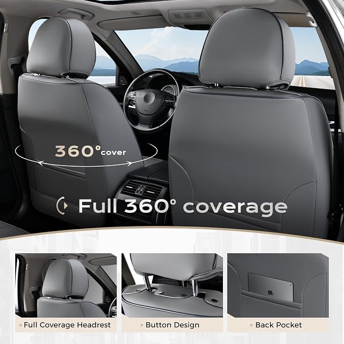 Coverado Seat Covers, Car Seat Covers Front Seats, Car Seat Cover, Car Seat Protector Waterproof, Car Seat Cushion Nappa Leather, Seat Covers Carseat Cover Universal Fit for Most Cars