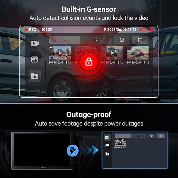 ATOTOZONE AC-FHD02DV FHD 1080P On-Dash DVR Camera, GPS Track Playback,136°Wide Angle，WDR，Night Vision，24H Parking Mode,G-Sensor,Loop Recording,Outage-Proof，Support 128GB Max，Only for X10 Series
