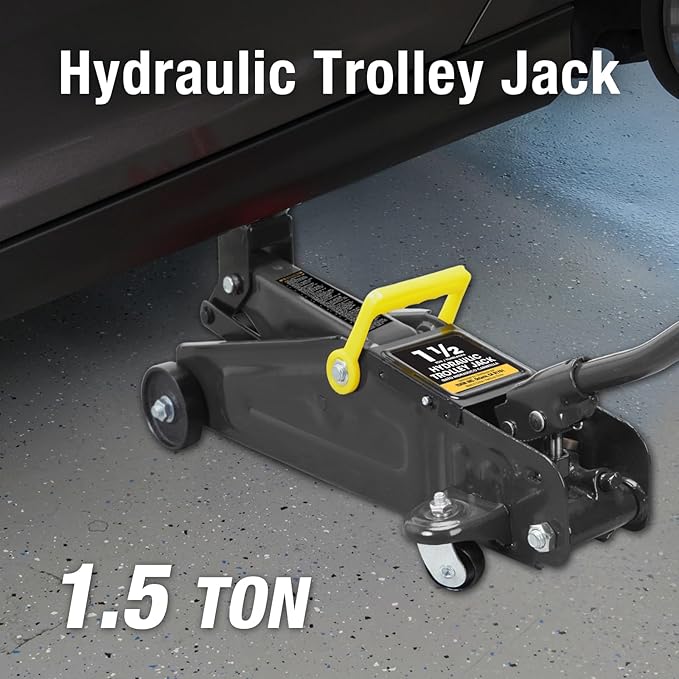Big RED 1.5 Ton Hydraulic Trolly Service/Floor Jack with Blow Mold Carrying Storage Case, Portable Car Floor Jack with Lifting Range 5.6 Inch -13 Inch, Black