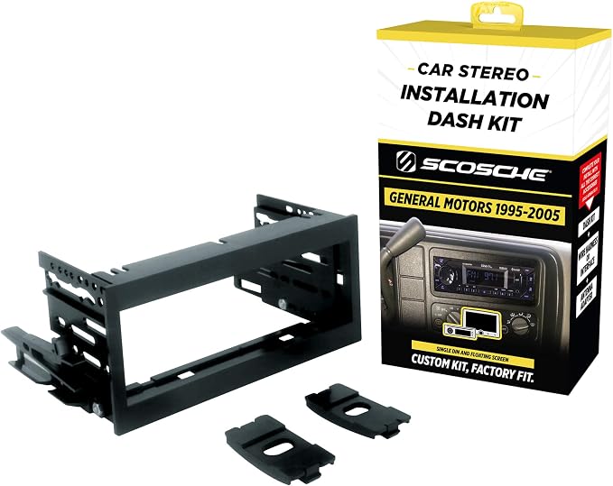 Scosche GM1483B Single DIN Dash Kit Compatible with Select 1995-05 Cadillac, Chevrolet and GMC Full Size Trucks - Car Stereo Radio Install Kit - Single DIN Radios Only - See Fit Guide in Images