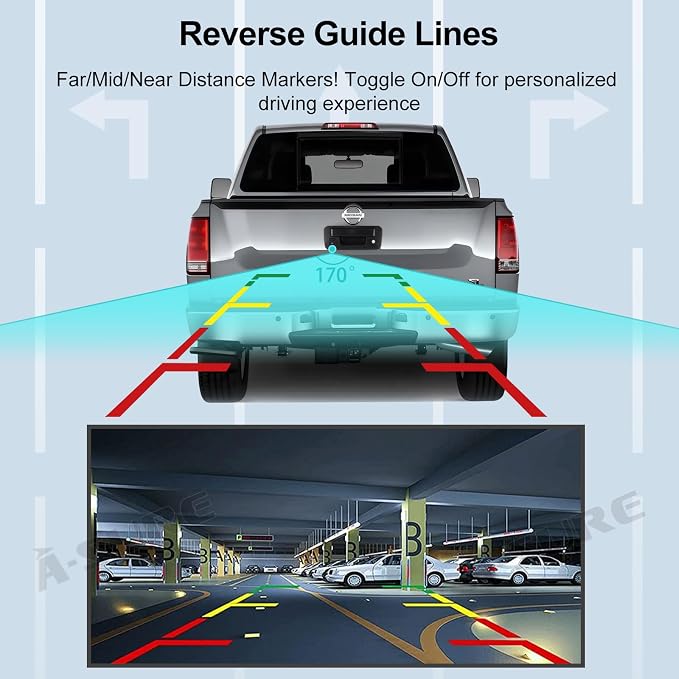 ASURE Tailgate Handle Rear View Camera for Nissan Titan 2013-2015 Truck Reverse Camera Pickup Backup Camera OEM Fit - 1080P HD Wide Angle Waterproof Night Vision Parking Assist Easy Install Hitch