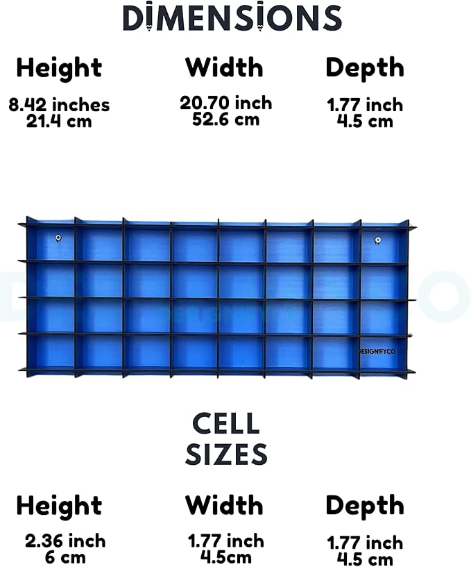 32 / 6 Color Mini Helmet Display Case,Mini Football Helmets,Football Helmet Display Case,Mini Football Helmet Organizer (Blue)
