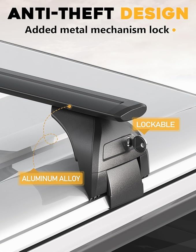 Tuyoung Roof Rack Cross Bars Wrangler - 330 lbs Lockable Crossbars 3PCS Fit for Jeep Wrangler JK JL Gladiator JT 2007-2026 with Metal, 2 & 4 Door Heavy Duty Aluminum Rooftop Kayak Luggage Racks