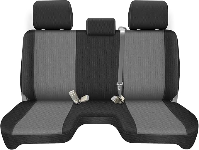 Truck Bench Seat Cover Compatible with 2005-2014 Toyota Tacoma with Large Notched, Black and Charcoal