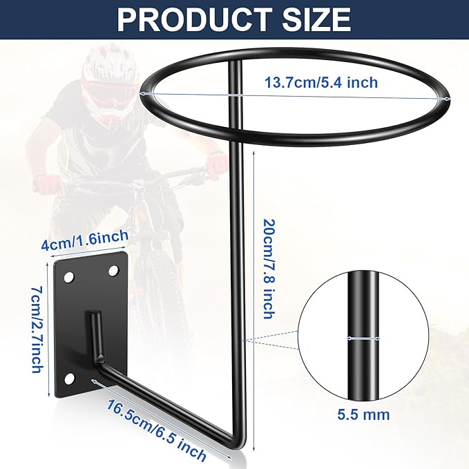Potchen 12 Pack Helmet Hanger Wall Mount Motorcycle Helmet Rack Metal Ball Holder for Basketball Volleyball Football Multifunctional Display Hook Stand for Cap Hat Wig Riding Jacket Coat