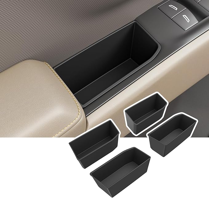 4PCS Door Side Storage Box Compatible with 2022-2026 Chevy Silverado GMC Sierra Door Handle Phone Pocket Tray Insert Organizer Crew Cab Replacement for 2022-2026 Chevy Silverado Accessories