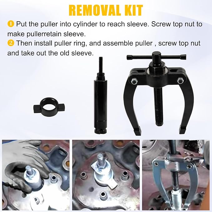 Injector Sleeve Remover Installer Kit for Mack MP7 MP8 D11 D12 D13 Engine | Replce for 9986174 88800387 88800196, heavy-duty steel, truck engine maintenance, removes installs cups without damage