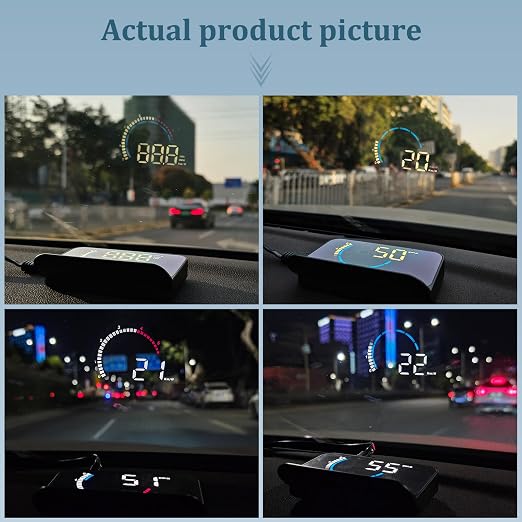 Liiiyuan M13PLUS Heads Up Display for Cars, OBD2+GPS Car GPS Speedometer Display Speed,Time,Mileage,Single Trip,Time, Water Temperature and Multiple Alarm Functions Suitable for All Cars