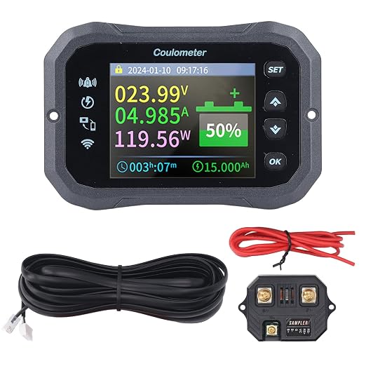 Aramox Battery Monitor with Shunt Coulometer Wi Fi, Voltage Monitor Current Tester for Capacity Indicator 10-100V 0-50A, Global Remote Monitoring, Wide Battery Compatibility
