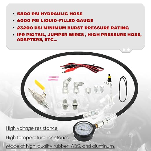 PTNHZ High Pressure & Air Leak Test Gauge Test Tool Kit Compatible with Ford 6.0L 7.3L Powerstroke 94-07