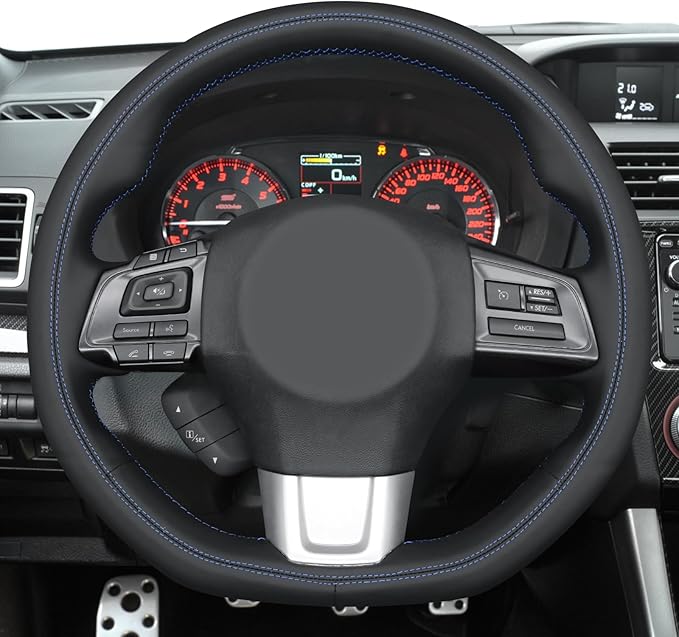 MEWANT Hand Stitch Steering Wheel Cover Wrap for Subaru WRX 2015-2021 / WRX STI 2015-2021 Steering Wheel Accessories for Subaru WRX