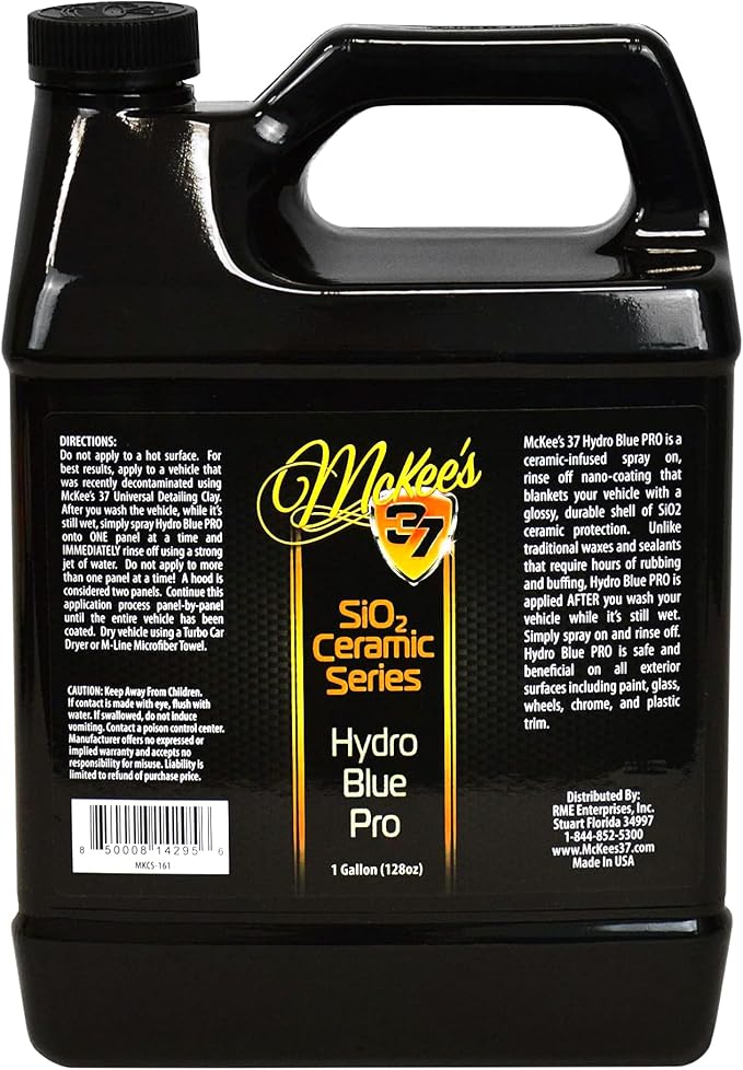 McKee's 37 - Hydro Blue PRO SiO2 Coating | Advanced Yet Easy Spray On Rinse Off Ceramic Coating for Enhanced Shine & Hydrophobic Protection (128 oz)