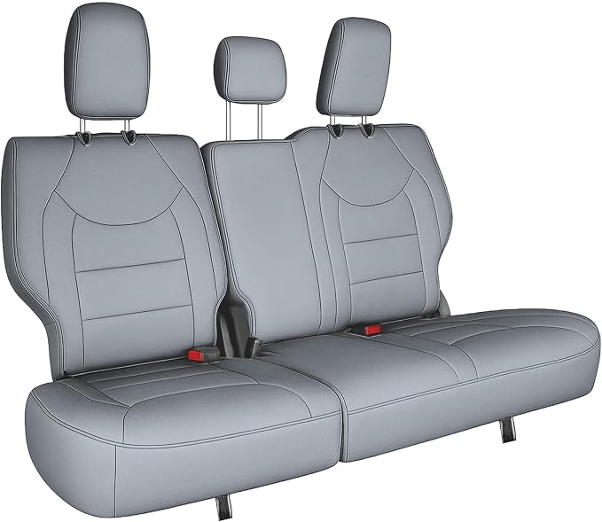 FH Group Custom Fit Car Seat Coves Speciffically Made for Chrysler Pacifica 2017-2024 - 3rd Row Set, Faux Leather, Solid Gray