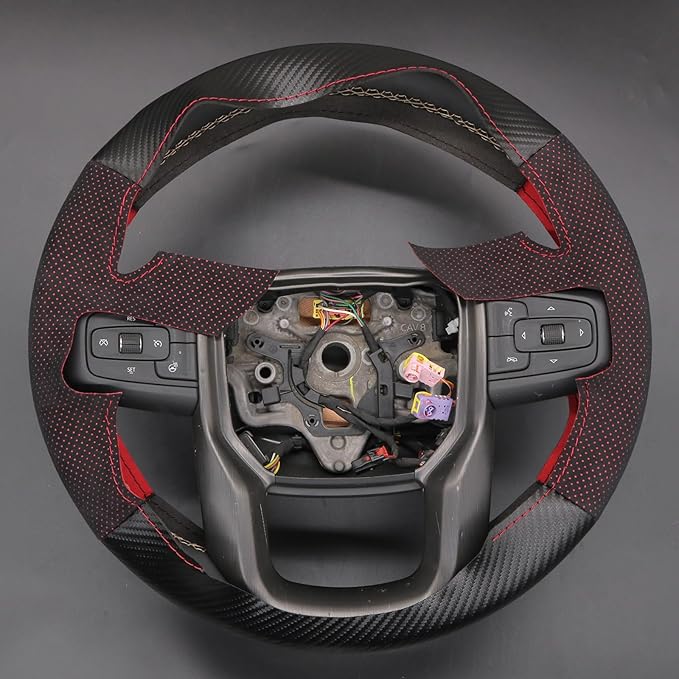 MEWANT Hand Stitch Car Steering Wheel Protector Wrap Cover for GMC Sierra 1500 2019-2023, 2500 2020-2024, 3500 2020-2024, Sierra Limited 2022, Yukon (XL) 2021-2023 Accessories
