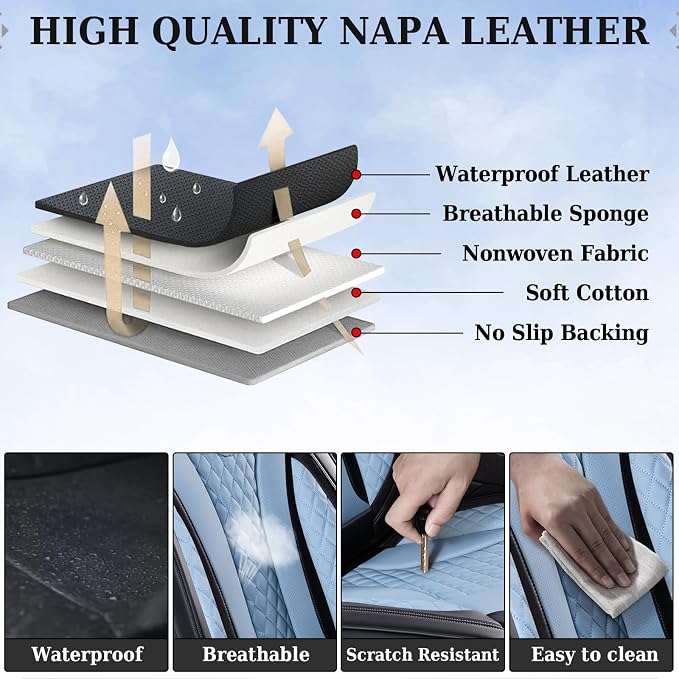 Coverado Car Seat Covers, Back Car Seat Cover, 3-Pieces Leather Seat Cover, Luxury Car Seat Cushion, Luxury Seat Cover Seat Protector Universal Most Cars Trucks SUV
