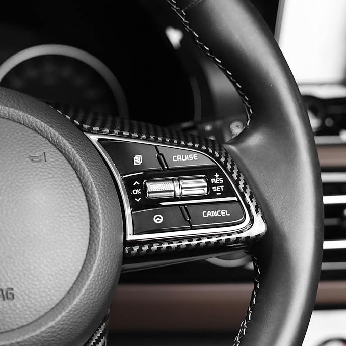 YOUTOOCAR Steering Wheel Cover Trim Compatible with Kia Seltos 2021-2023 Accessories (Carbon Fiber Pattern)