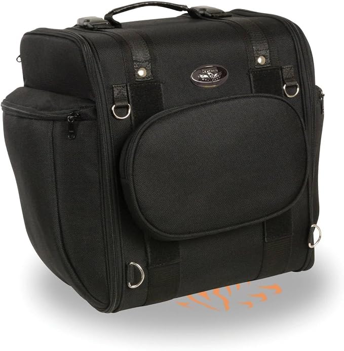 Milwaukee Leather MP8130 Medium Black Textile Motorcycle Back Rest Sissy Bar Rack Bag - Medium