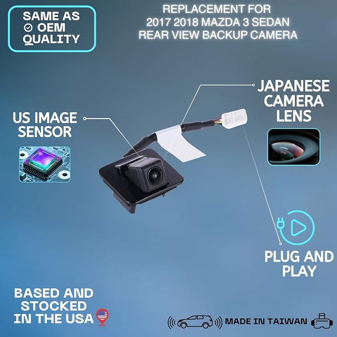Backup Camera Replaces for 2017 2018 Mazda 3 Sedan OE Part# B61T67RC0 BALK67RC0 | B61T-67-RC0