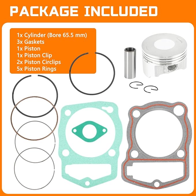 Cylinder Piston Ring Gasket Bore 65mm 12100-KFB-000 Compatible with CRF230F CRF230L CRF230M 2003-2019 After-Market Parts