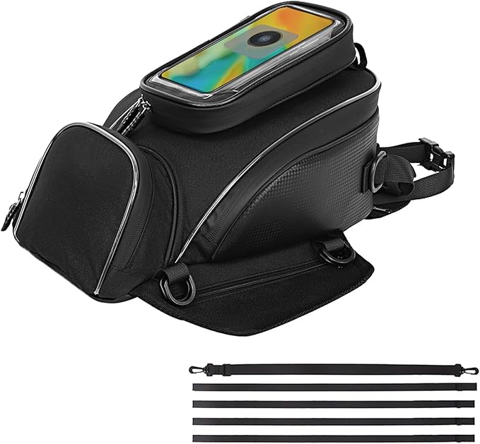 Motorcycle Tank Bag for Kawasaki Ninja ZX 14R, Oxford Magnetic Motorbike Bag Water-Resistant Motorcycle Gas Tank Bag with Magnets and Straps for Touring,A/Strap