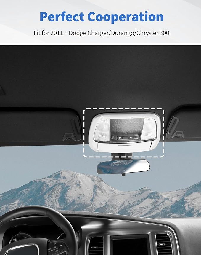 Roof Reading Light Cover Trim Fit for 2011 + Dodge Charger/Durango/Chrysler 300 Interior Accessories White Reading Lamp Decals Cover Trim Sticker Kit