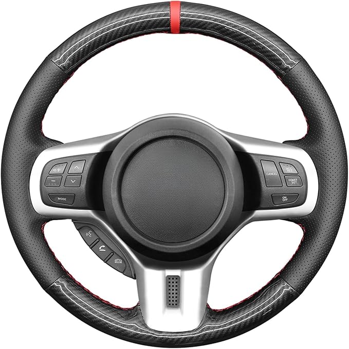 MEWANT Car Steering Wheel Cover for Mitsubishi Lancer Evolution 10 X 2008-2015 Carbon Fiber&Microfiber Leather Car Steering Wrap