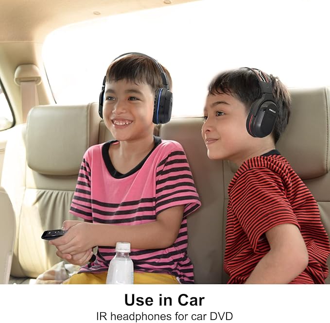SIMOLIO Infrared Headphones for Car DVD, Not Bluetooth, Universal 2 Channel IR Headphones for Honda Odyssey, uConnect Chrysler Pacifica, Town & Country, GMC Yukon, Wireless Headsets for TV, 3 Pack