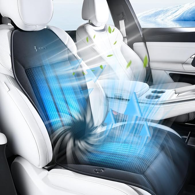 Cooling Seat Covers with 8 Powerful Turbo Fans, Ventilated Car Seat Cushion 3-Speed Adjustable, Breathable Summer Cooling Pad for Car SUV Truck Van, Universal 12V-24V Fit for Driver & Passenger Seats