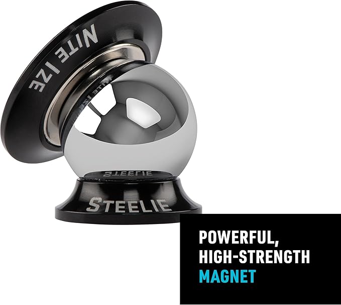 Nite Ize Steelie Orbiter Dash Kit - Metal Plate Attaches to Exterior of Charger - Dashboard System with Magnetic Socket, Dash Mount & Metal Plate - Orbiter