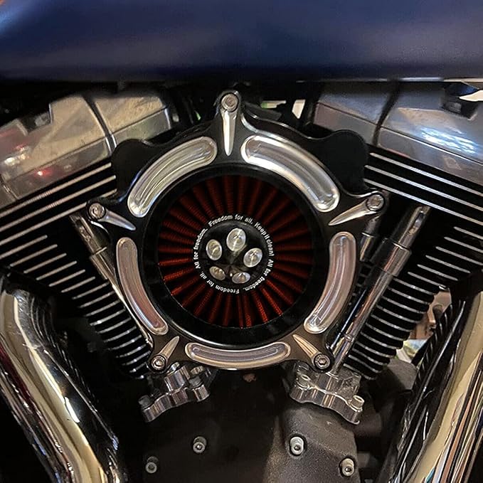 For harley air cleaner filter Sportster Softail Touring street road king glide Dyna for harley davidson air intake filters (Contrast Cut - Red Filter, B-For Softail/Dyna 93-15 ，Touring 01-07)