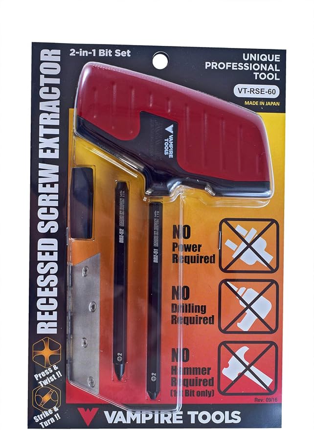 VamPLIERS 6.25" Screw Extraction Pliers + Vampire Tools' Recessed Screw Extractor with 2-in-1 Bit Set