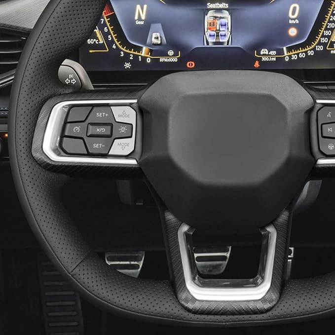 MEWANT Hand Stitch Black Smooth Perforated Artificial Leather Steering Wheel Cover Wrap for Ford Mustang 2024