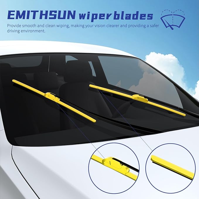 OEM QUALITY 26" + 17" Premium All-Seasons Durable Stable And Quiet Yellow Windshield Wiper Blades (Set of 2)