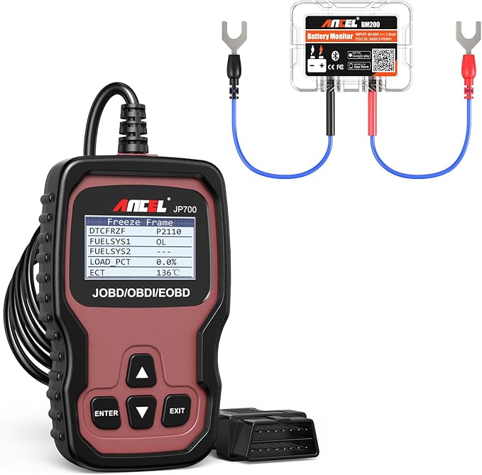 ANCEL JP700 JOBD OBD2 Japanese Scanner Code Reader Diagnostic Tool, BM200 12V Car Battery Tester, Bluetooth 4.2 Automotive Battery Monitor Auto Battery Load Analyzer for Lithium & Lead-Acid Batteries