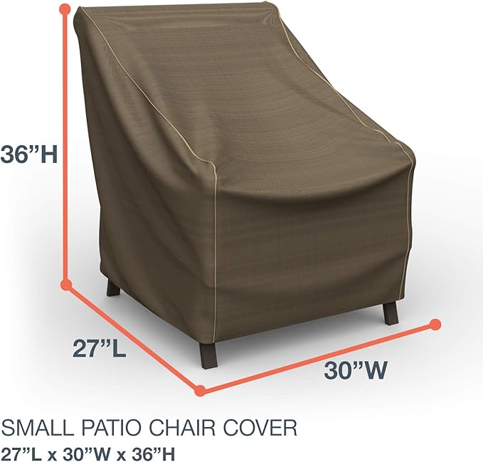 Budge NeverWet Hillside Slim Patio Ottoman Cover/Coffee Table Cover, Premium Outdoor Waterproof Patio Furniture Covers, Medium, Black and Tan Weave