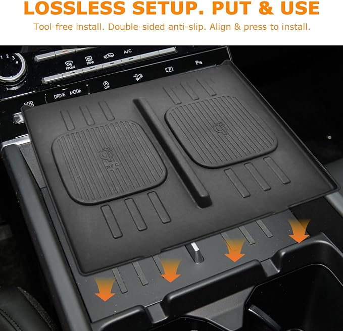 Wireless Charger Mat Center Console Non-Slip Fit Hyundai Santa Fe 2024 2025 2026 Car Accessories Wireless Charging Protective Pad Phone Charge Area Protection Heat Insulating Silicone Material