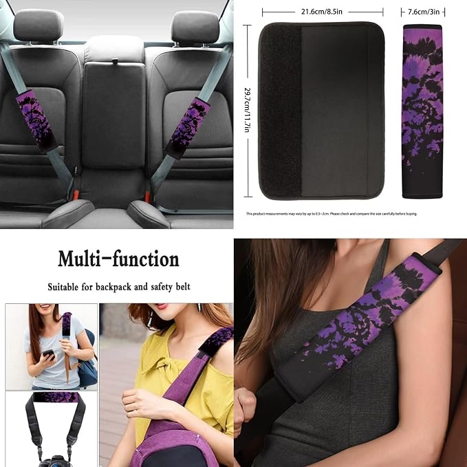 Halloween Bat Car Seat Covers Full Sets 12Pcs Tie Dye Bat Car Steering Wheel Covers+Coaster+Keychain+Armrest Pads for Women Men，Universal Fit Automotive Interior Sets Halloween Decoration