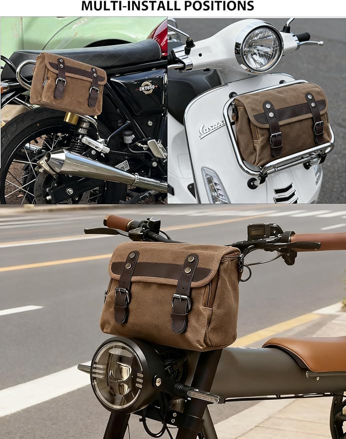 Motorcycle Bags Vintage Motorcycle Tool Bag Waterproof Messenger Bag Bike Tank Bag Saddle Bag Canvas Sissy Bar Bag Handlebar Bag for Powersports Camera Bag Gift for Men