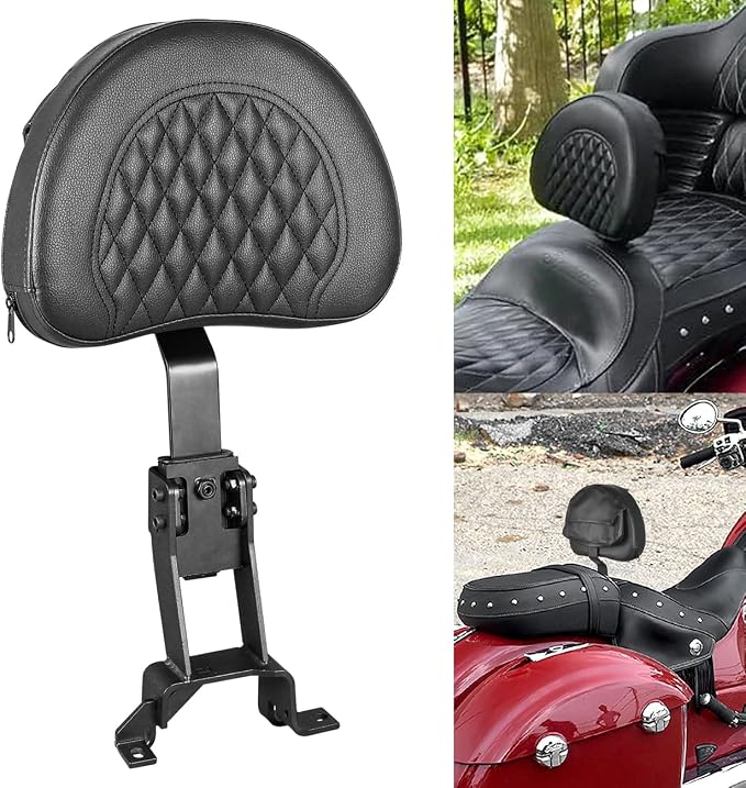 AUFER Detachable Adjustable Plug-in Driver Rider Backrest Sissy Bar Mounting Kit with Backre Rest Pad Compatible with for Chief Vintage Chieftain Classic Roadmaster Springfield 2014-2025
