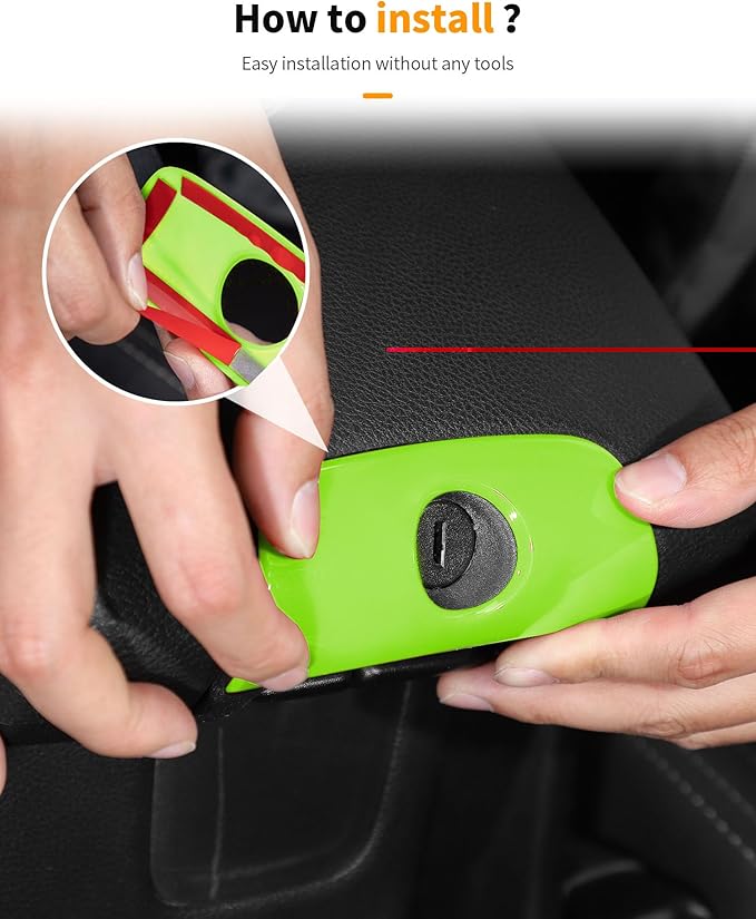 Hoolcar Steering Wheel Cover Gear Shift Panel Trim Cover Water Cup Holder Cover Kit Interior Accessories Kit Fit for Jeep Wrangler JK JKU 2011-2018, 4-Door, Light Green