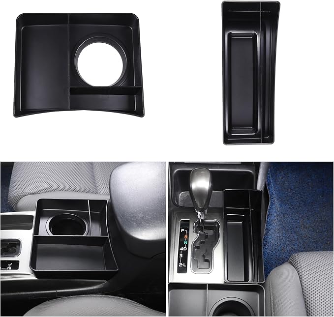 Car Central Control Tray Storage Box Organizer Compatible with Toyota Tacoma 2006-2015 Center Console Gear Shift Side/Water Cup Holder Organizer， Storage Box Tray (Cup Holder and Gear Storage Box)