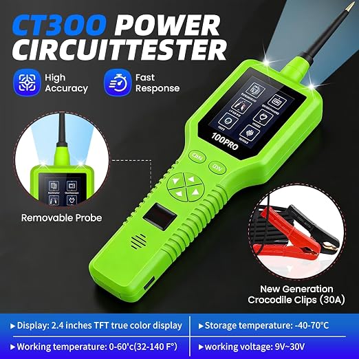 Intelligent Automotive Circuit Tester 9V-30V Vehicle Electrical System Tester with 2.4 Inch LCD Screen, Multimeter Oscilloscope Function for Car Circuit Detection