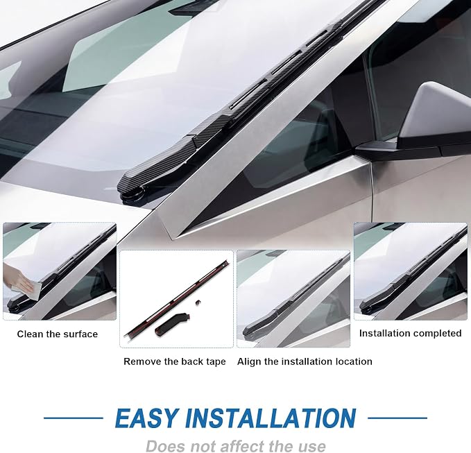 Carbon Fiber Windshield Wiper Trim Cover Compatible with Tesla Cybertruck 2024-2026
