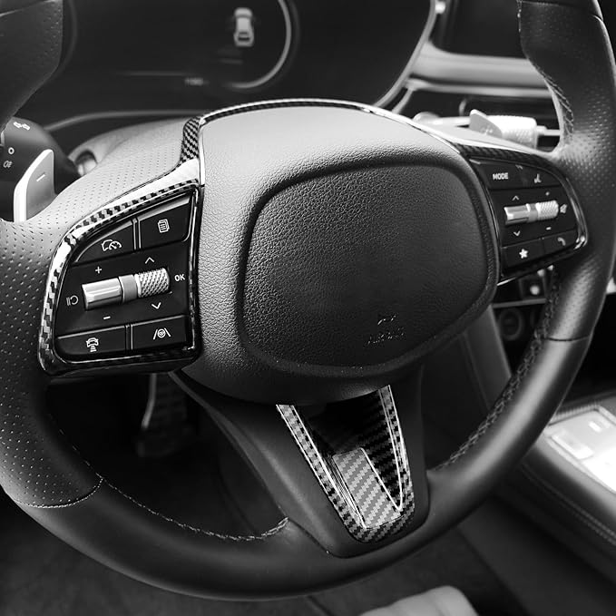 Car Steering Wheel Lower Trim Cover Auto Steering Wheel Protector Cover Compatible with Genesis G70 2019-2026 G80 DH 2017-2020 Accessories (Carbon Fiber Black Style)